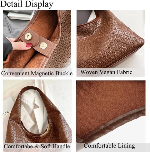 2025 Woven Tote Bag for Women, Fashion Shoulder Hobo Bags, Leather Woven Beach Bag, Work Purses for Women in Saudi Arabia