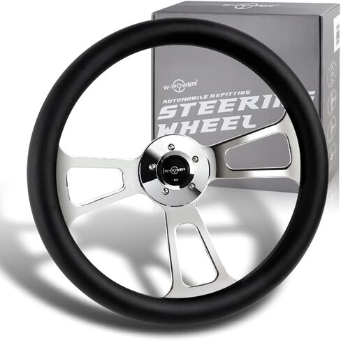 18" Universal 457mm 5 Bolt, 2.5 Inches Deep, Chrome Spokes, Wood Grip Steering Wheel With T04 Hub Adapter Compatible With T04 Kenworth, Peterbilt All Models (Dark Wood Grip) in Kuwait