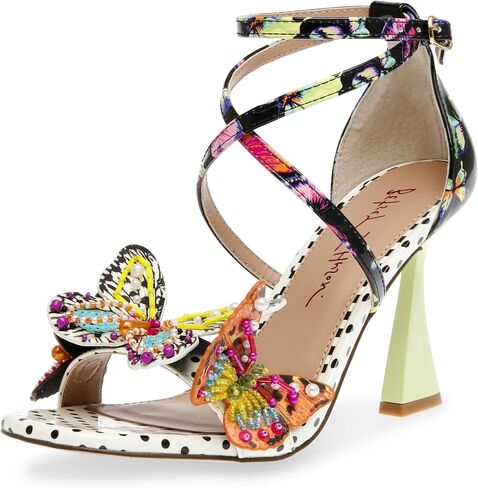 Betsey Johnson Women's Trudie Heeled Sandal, Black Butterfly, 6 in Saudi Arabia
