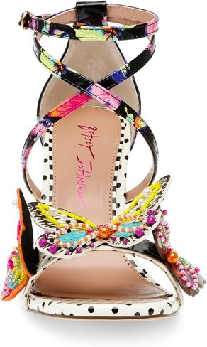 Betsey Johnson Women's Trudie Heeled Sandal, Black Butterfly, 6 in Saudi Arabia