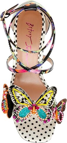 Betsey Johnson Women's Trudie Heeled Sandal, Black Butterfly, 6 in Saudi Arabia