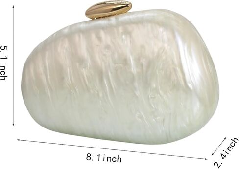 Women Elegant Acrylic Stone Shape Chain Crossbody Bag Chic Marble Shell Purse Wedding Handbag for Banquet Party in Kuwait