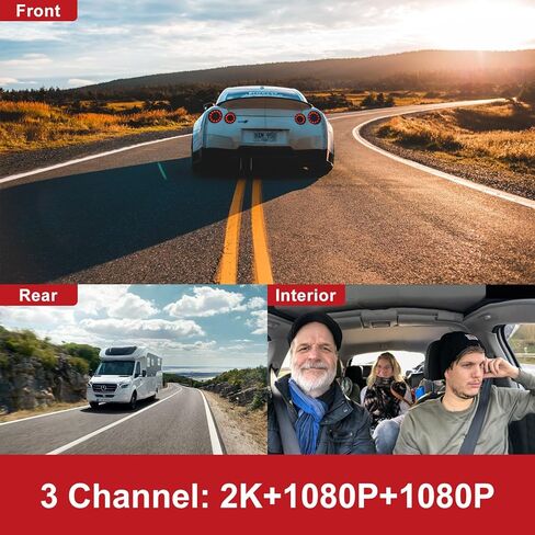 PAPAGO Dash Cam، كاميرا Dash Cam ذات 3 قنوات، كاميرا Dash Cam أمامية وداخلية 1080P، كاميرا DashCam ثلاثية، DashCam مع WiFi وGPS، كاميرا Dash مع بطاقة 64 جيجابايت، HDR، G-Sensor، موقف سيارات على مدار 24 ساعة، تسجيل حلقة in Kuwait