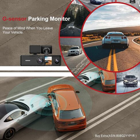 PAPAGO Dash Cam، كاميرا Dash Cam ذات 3 قنوات، كاميرا Dash Cam أمامية وداخلية 1080P، كاميرا DashCam ثلاثية، DashCam مع WiFi وGPS، كاميرا Dash مع بطاقة 64 جيجابايت، HDR، G-Sensor، موقف سيارات على مدار 24 ساعة، تسجيل حلقة in Kuwait