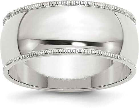 Solid 925 Sterling Silver 9mm Milgrain Plain Classic Traditional Wedding Ring (9 مم) in Saudi Arabia