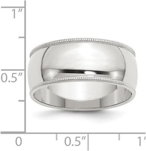 Solid 925 Sterling Silver 9mm Milgrain Plain Classic Traditional Wedding Ring (9 مم) in Saudi Arabia