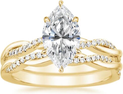 Marquise Moissanite Wedding Set 2 CT Marquise Cut Solitaire Engagement Ring Yellow Gold Engagement Ring Marquise Promise Gifts for Her Moissanite Rings 10K/14K/18K Solid Yellow Gold in Kuwait