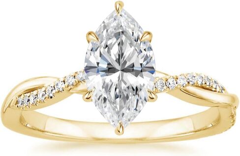 Marquise Moissanite Wedding Set 2 CT Marquise Cut Solitaire Engagement Ring Yellow Gold Engagement Ring Marquise Promise Gifts for Her Moissanite Rings 10K/14K/18K Solid Yellow Gold in Kuwait