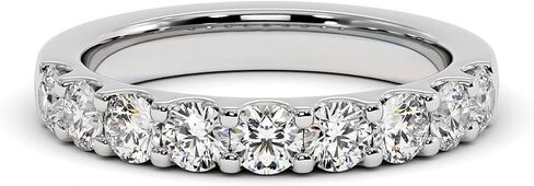 0.80 TCW عديمة اللون VVS1 Band Moissanite الزفاف للسيدات 9 حجارة الخزانات حلقات الزفاف الماس في الفضة in Saudi Arabia