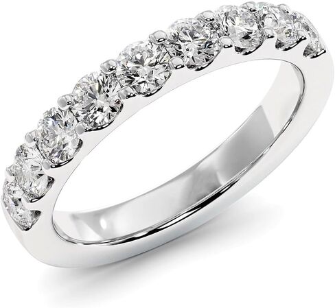 0.80 TCW عديمة اللون VVS1 Band Moissanite الزفاف للسيدات 9 حجارة الخزانات حلقات الزفاف الماس في الفضة in Saudi Arabia
