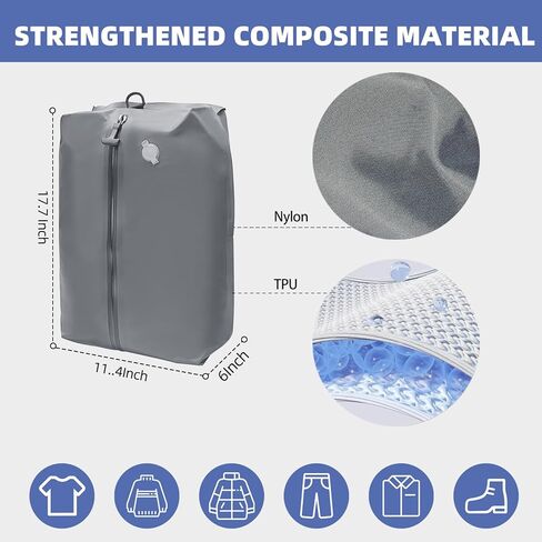 Vacuum Compression Reusable Bags for Travel: Space-Saving Waterproof Storage Bag with Pump - Suitablefor Luggage Packing and Carry on, Backpack & Closet Organization (Black, 20 in) in Kuwait