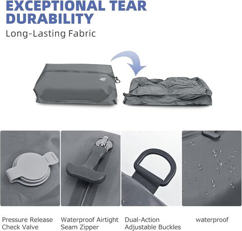 Vacuum Compression Reusable Bags for Travel: Space-Saving Waterproof Storage Bag with Pump - Suitablefor Luggage Packing and Carry on, Backpack & Closet Organization (Black, 20 in) in Kuwait