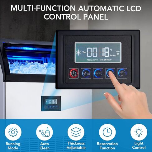 Commercial Ice Maker Machine, 120lbs/24H, Efficient Ice Production, Ice Machine, Quiet & Energy-Saving, 40 Ice Cubes in 12-15 Min, 40lbs Storage, LED Display, for Home Bar Office Party in Kuwait
