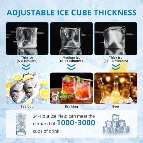 Commercial Ice Maker Machine, 120lbs/24H, Efficient Ice Production, Ice Machine, Quiet & Energy-Saving, 40 Ice Cubes in 12-15 Min, 40lbs Storage, LED Display, for Home Bar Office Party in Kuwait
