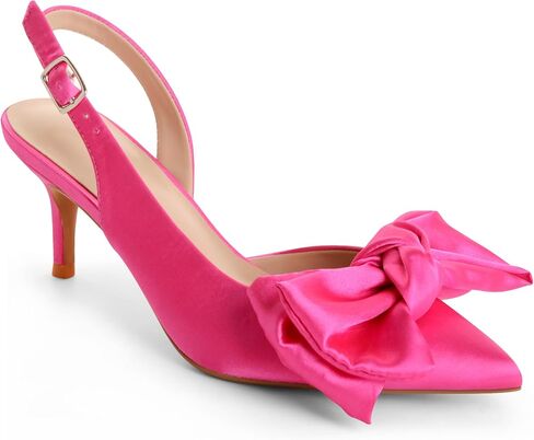 Kitten Heels for Women Closed Toe Bow Heels Shoes Pointed Toe Sling back Bow Heels in Kuwait