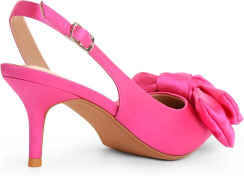 Kitten Heels for Women Closed Toe Bow Heels Shoes Pointed Toe Sling back Bow Heels in Kuwait