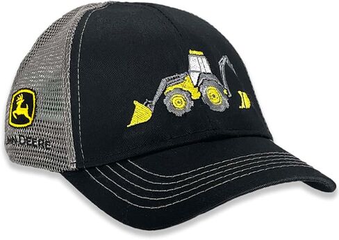 John Deere Embroidered Yellow Excavator Toddler Mesh Back Hat, Black in Saudi Arabia