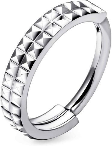 Ruifan 20G 18G 16G Titanium Nose Rings Hoops for Women Two-row Serrated Loop CZ Clicker Hinged Septum Nose Ring Lip Helix Cartilage Hoop Earring Daith Rook Conch Body Piercing Jewelry for Women in Saudi Arabia
