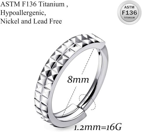 Ruifan 20G 18G 16G Titanium Nose Rings Hoops for Women Two-row Serrated Loop CZ Clicker Hinged Septum Nose Ring Lip Helix Cartilage Hoop Earring Daith Rook Conch Body Piercing Jewelry for Women in Saudi Arabia