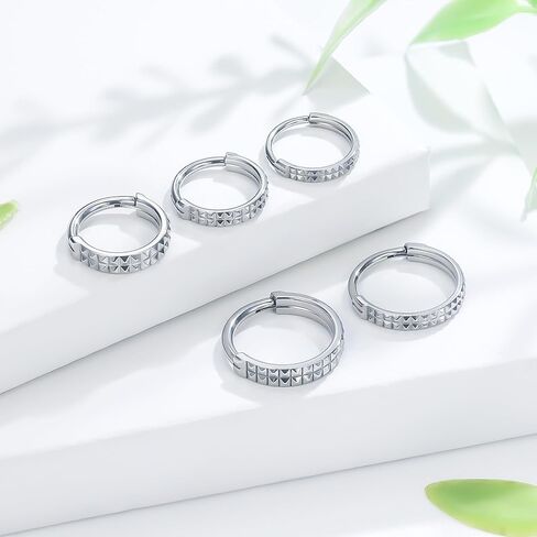 Ruifan 20G 18G 16G Titanium Nose Rings Hoops for Women Two-row Serrated Loop CZ Clicker Hinged Septum Nose Ring Lip Helix Cartilage Hoop Earring Daith Rook Conch Body Piercing Jewelry for Women in Saudi Arabia