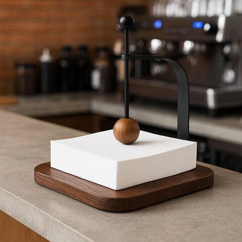 Walnut Napkin Holder for Table Wood Square Napkin Dispenser with Metal Cocktail Napkin Holder, Suitable for Kitchen, Restaurant, Bar, Office, Parties, Home Décor (Black Walnut Wood) in Kuwait