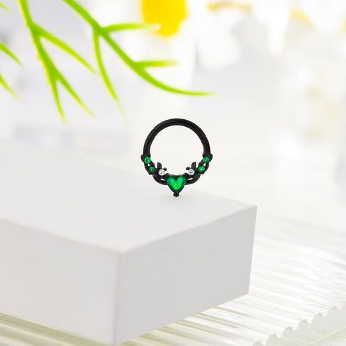Septum Nose Rings Hoops for Women, 316L Surgical Steel 16G Leaf Cartilage Earrings, Tragus Helix Rook Daith Piercing Jewelry 8mm in Saudi Arabia