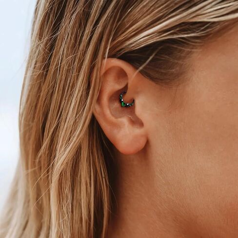 Septum Nose Rings Hoops for Women, 316L Surgical Steel 16G Leaf Cartilage Earrings, Tragus Helix Rook Daith Piercing Jewelry 8mm in Saudi Arabia