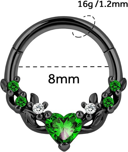 Septum Nose Rings Hoops for Women, 316L Surgical Steel 16G Leaf Cartilage Earrings, Tragus Helix Rook Daith Piercing Jewelry 8mm in Saudi Arabia
