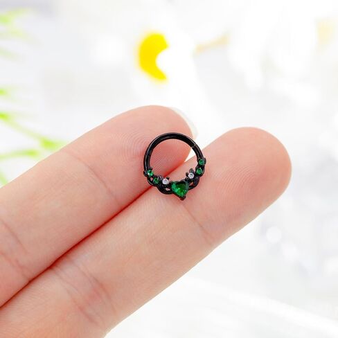 Septum Nose Rings Hoops for Women, 316L Surgical Steel 16G Leaf Cartilage Earrings, Tragus Helix Rook Daith Piercing Jewelry 8mm in Saudi Arabia