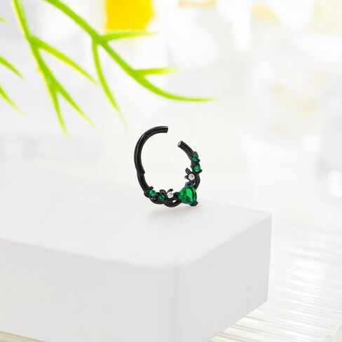 Septum Nose Rings Hoops for Women, 316L Surgical Steel 16G Leaf Cartilage Earrings, Tragus Helix Rook Daith Piercing Jewelry 8mm in Saudi Arabia