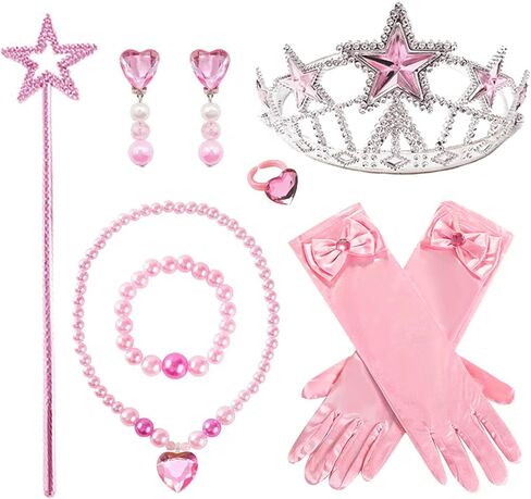 9 Pcs Halloween Pink Witch Costume for Girls Sequins Mesh Princess Dress with Accessories in Saudi Arabia