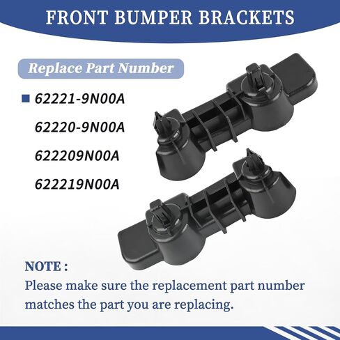 A Pair Left & Right Side Front Bumper Brackets Plastic Black 62221-9N00A 62220-9N00A Compatible with Nissan Maxima Sedan 2009-2015 in Saudi Arabia