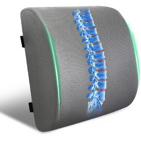 Seat Cushion & Adjustable Lumbar Support Pillow Set,Charcoal Memory Foam for Sciatica,Back & Tailbone Pain Relief,Washable Cover & Non-Slip,Ergonomic for Office Chair,Car,Wheelchair -Black in Saudi Arabia