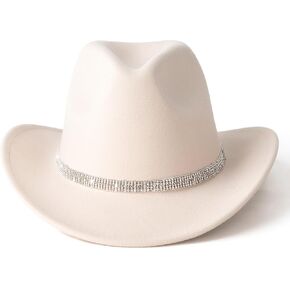 Lisianthus Women's Western Cowboy Hat Glitter Rhinestone Wide Brim Cowgirl Hat in Kuwait