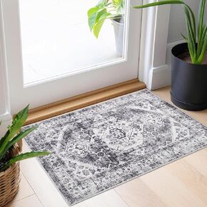 3x5 Washable Pink Area Rug, Upgraded Denser Surface Vintage Rugs, Honeycomb Non-Slip Backing Living Room Rug, Easy Care Foldable Rugs for Living Room Bedroom Kitchen Dinning Room Home Office in Kuwait