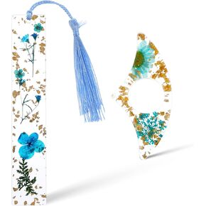 2Pcs Book Page Holder, Dried Flower Resin Thumb Book Page Holder and Bookmark with Tassel, Book Accessories for Reading Lovers, Gift for Bookworm, Readers, Literary, Students, Teachers(Blue) in Kuwait