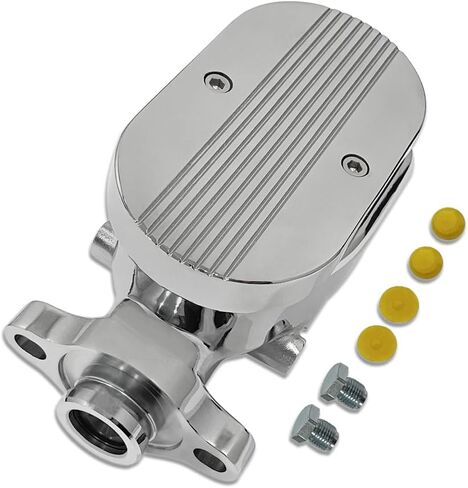 Chrome 7 "Dual Power Brake Booster & Finned Top 1" Bore Master Cylinder Kit Fits Chevy Ford GM in Kuwait