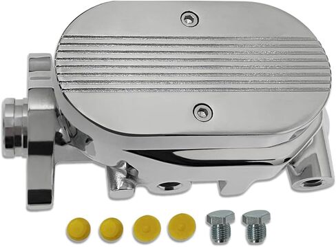 Chrome 7 "Dual Power Brake Booster & Finned Top 1" Bore Master Cylinder Kit Fits Chevy Ford GM in Kuwait