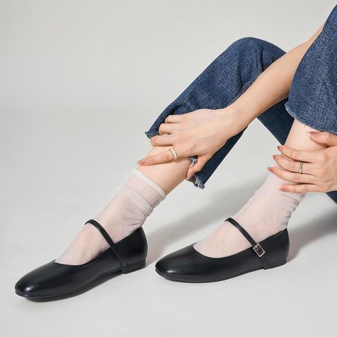 Trary Women's Flats,Mary Jane Ballet Shoes for Women,Square Toe Ankle Strap Flats for Women, Comfortable Dress Shoes. in Saudi Arabia