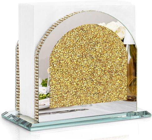 Napkin Holder, Crystal Napkin Holders for Tables, Mirrored Crushed Diamond Napkin Dispenser, Vertical Napkin Holder, Bling Kitchen and Dining Table Decor Accessories with Weighted Base in Saudi Arabia