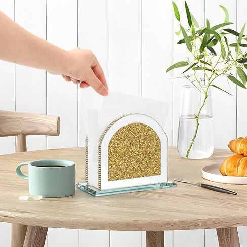 Napkin Holder, Crystal Napkin Holders for Tables, Mirrored Crushed Diamond Napkin Dispenser, Vertical Napkin Holder, Bling Kitchen and Dining Table Decor Accessories with Weighted Base in Saudi Arabia