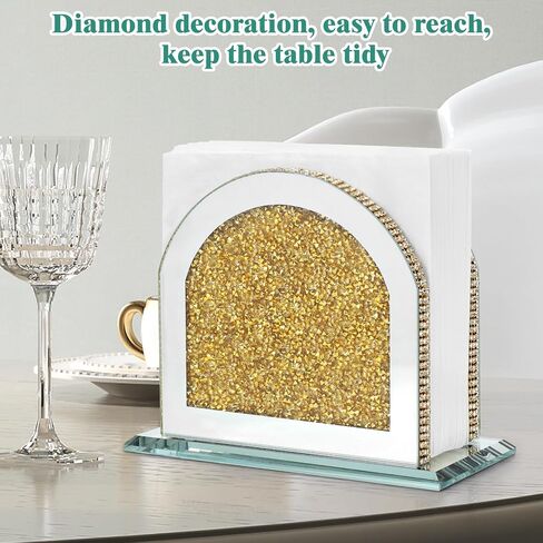 Napkin Holder, Crystal Napkin Holders for Tables, Mirrored Crushed Diamond Napkin Dispenser, Vertical Napkin Holder, Bling Kitchen and Dining Table Decor Accessories with Weighted Base in Saudi Arabia
