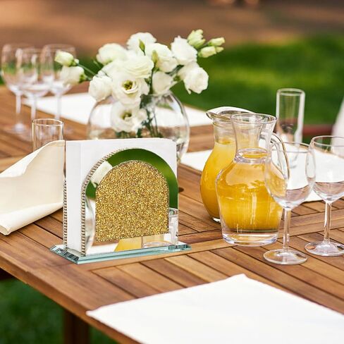 Napkin Holder, Crystal Napkin Holders for Tables, Mirrored Crushed Diamond Napkin Dispenser, Vertical Napkin Holder, Bling Kitchen and Dining Table Decor Accessories with Weighted Base in Saudi Arabia