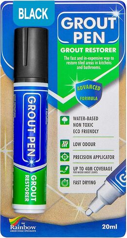 Grout Pen Black Tile Paint Marker: Waterproof Grout Paint, Tile Grout Colorant and Sealer Pen - Black, Narrow 5mm Tip (7mL) in Kuwait