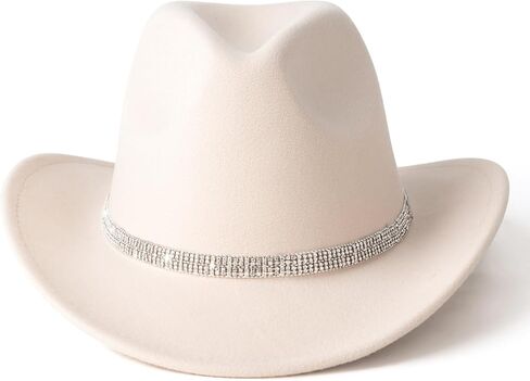 Lisianthus Women's Western Cowboy Hat Glitter Rhinestone Wide Brim Cowgirl Hat in Kuwait