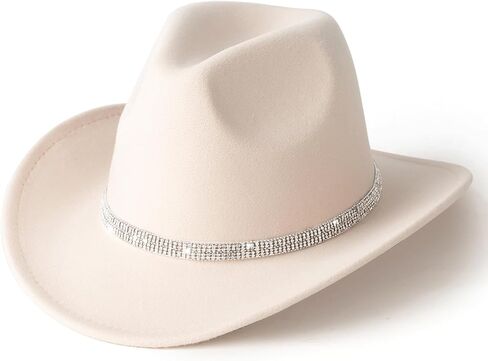 Lisianthus Women's Western Cowboy Hat Glitter Rhinestone Wide Brim Cowgirl Hat in Kuwait