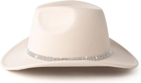 Lisianthus Women's Western Cowboy Hat Glitter Rhinestone Wide Brim Cowgirl Hat in Kuwait