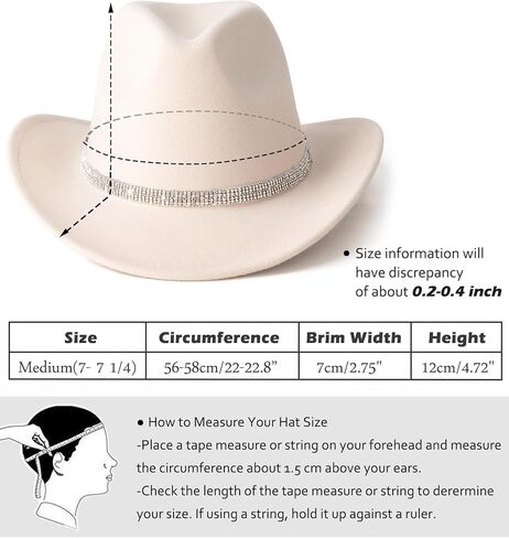 Lisianthus Women's Western Cowboy Hat Glitter Rhinestone Wide Brim Cowgirl Hat in Kuwait
