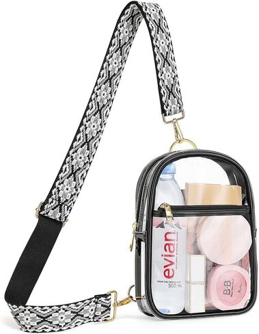 MoKo Clear Bag for Stadium Events, Waterproof PVC Clear Bag with 5 Pockets, Clear Stadium Bags for Women, Clear Crossbody Bag with Adjustable Shoulder Strap for Concert, Airport, Race, in Saudi Arabia