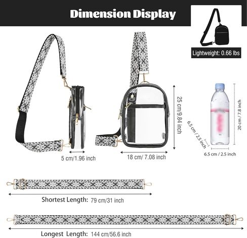 MoKo Clear Bag for Stadium Events, Waterproof PVC Clear Bag with 5 Pockets, Clear Stadium Bags for Women, Clear Crossbody Bag with Adjustable Shoulder Strap for Concert, Airport, Race, in Saudi Arabia